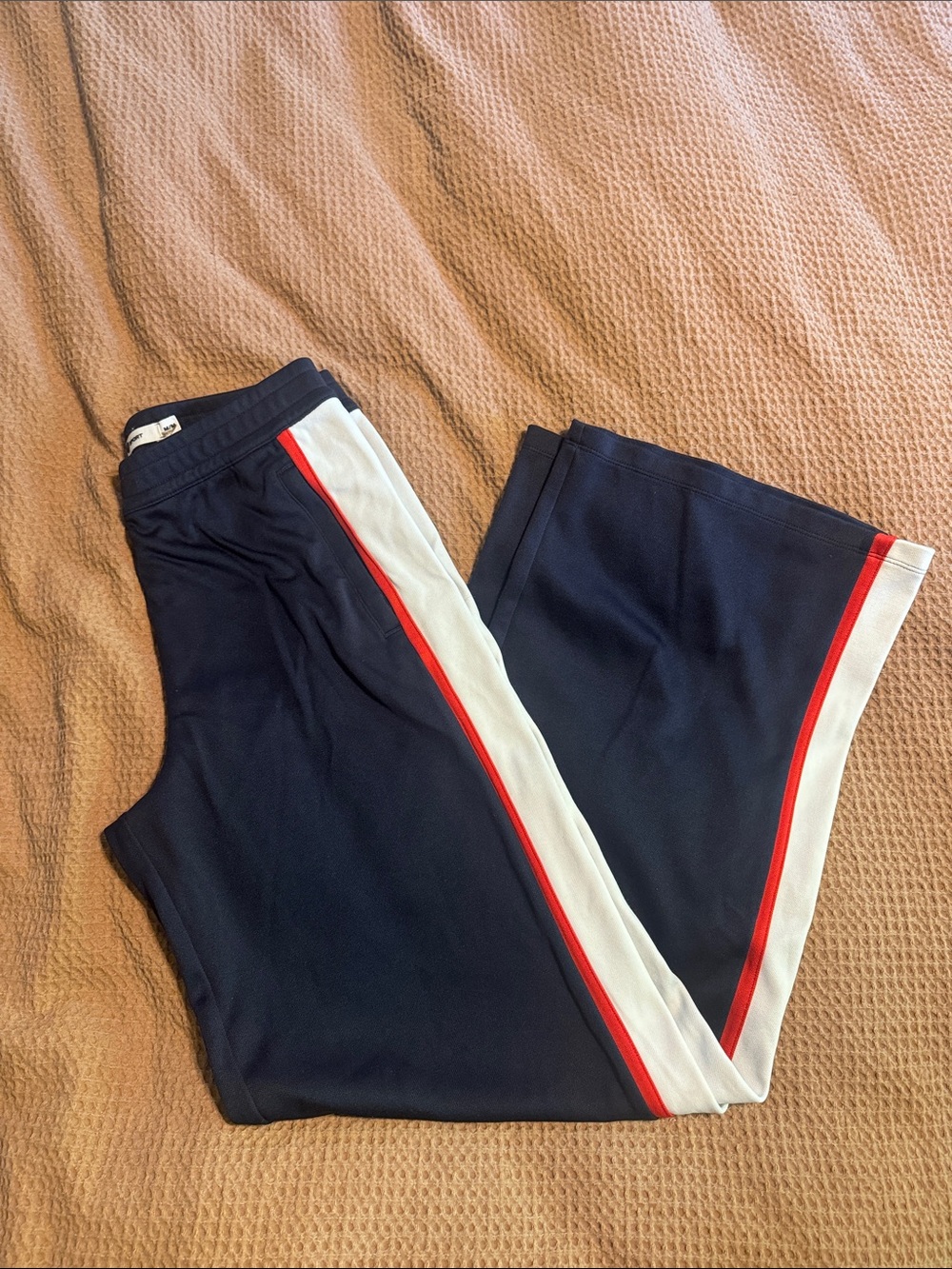 Tory Sport Navy Track Joggers with Red & White Side Stripes